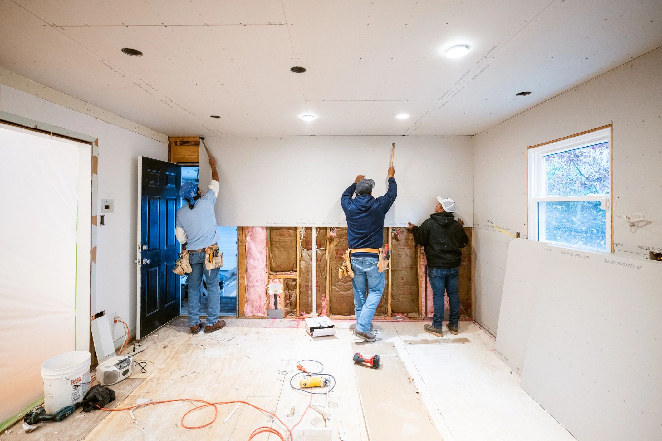 Crew working carefully on an interior renovation project