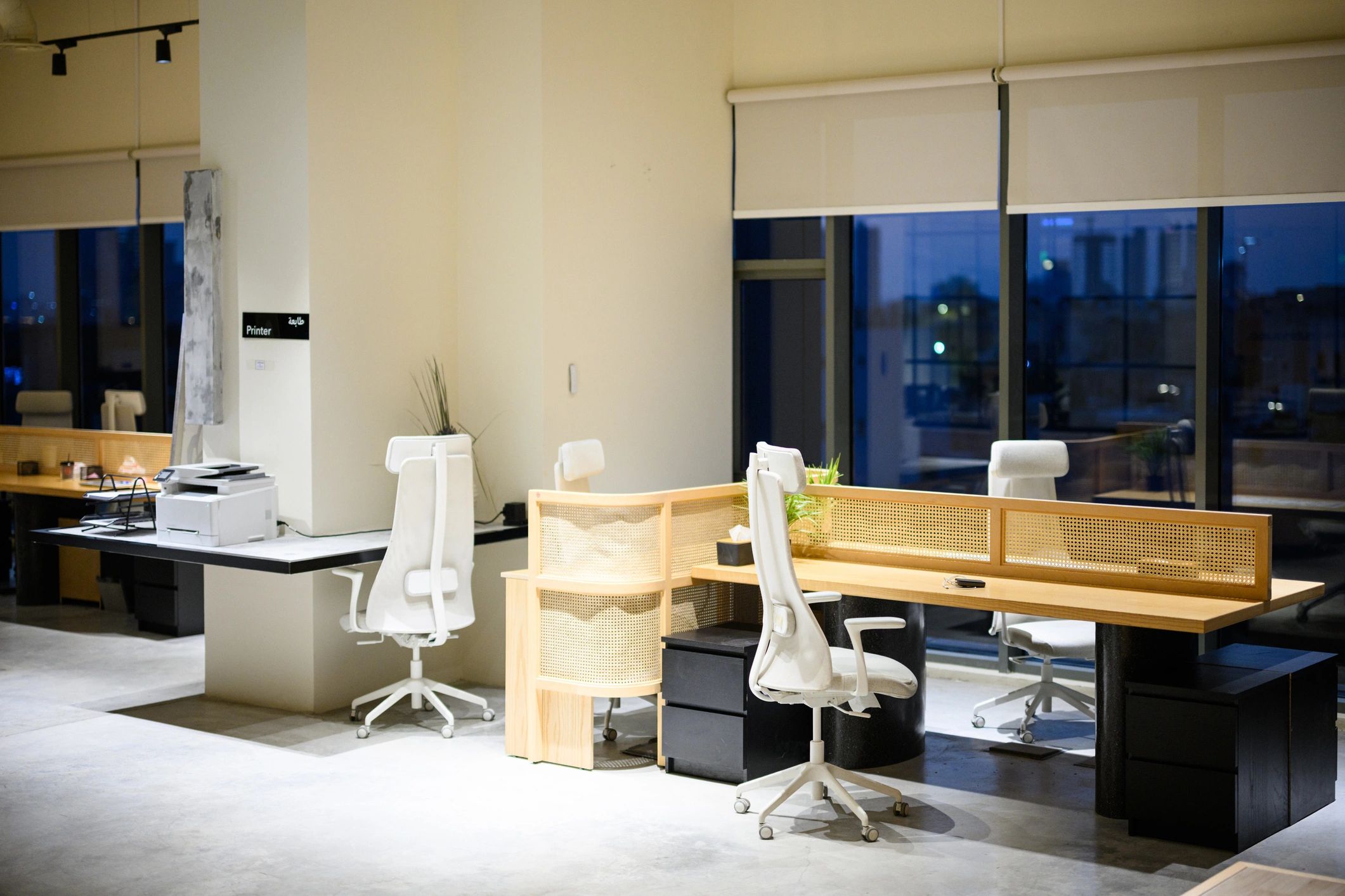 Modern office interior showing clean paint-ready finishes